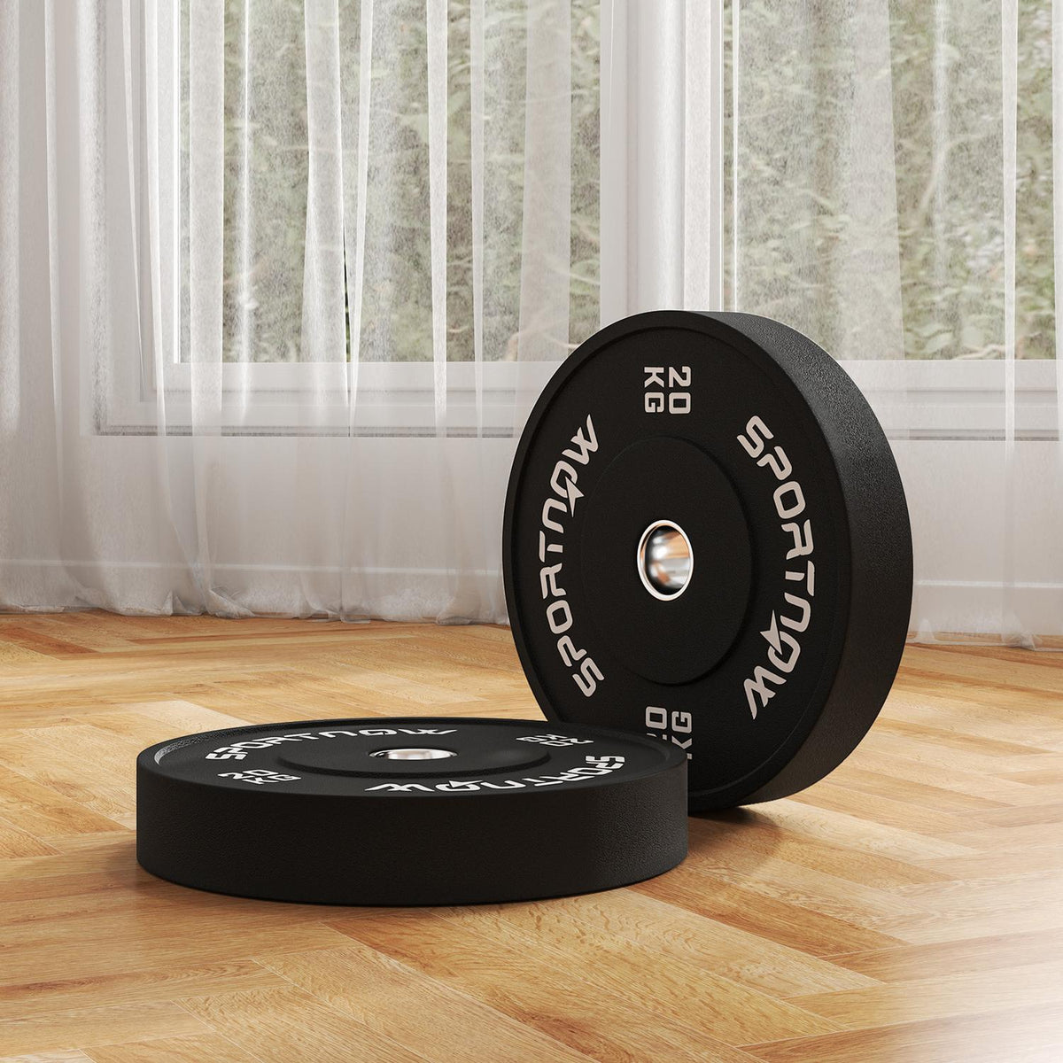 Set of 2 dumbbell weights, 2 x 20kg weights, weight plate set, weight plates for 5 cm dumbbell bar, Ø 50 mm bore, black