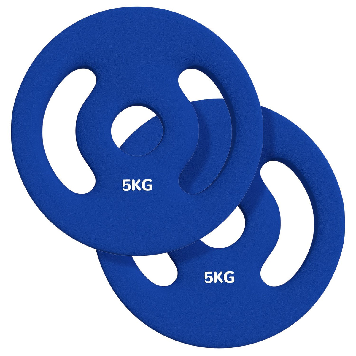 Set of 2 dumbbell weights, 2 x 5 kg weights, weight plates set, weight plates for 2.5 cm dumbbell bar, Ø 30 mm bore, blue