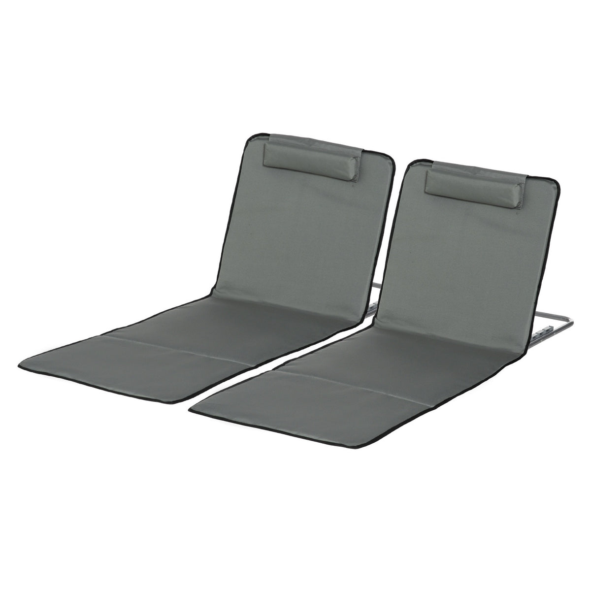 Set of 2 folding beach mats with adjustable backrest in 5 positions, adjustable headrest, Oxford fabric, including carrying bag, dimensions 124L x 53W x 35-45H cm