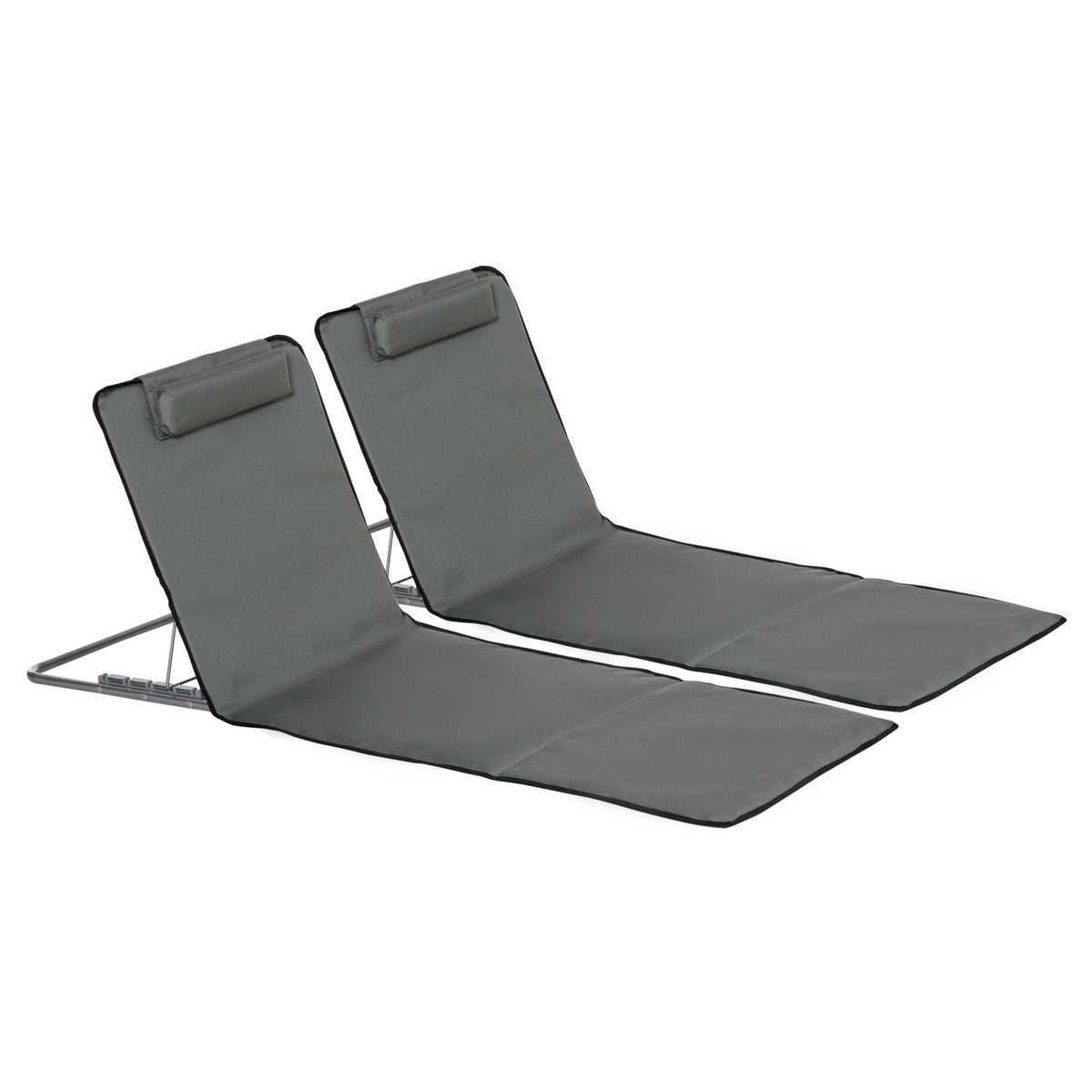 Set of 2 folding beach mats with adjustable backrest in 5 positions, adjustable headrest, Oxford fabric, including carrying bag, dimensions 124L x 53W x 35-45H cm