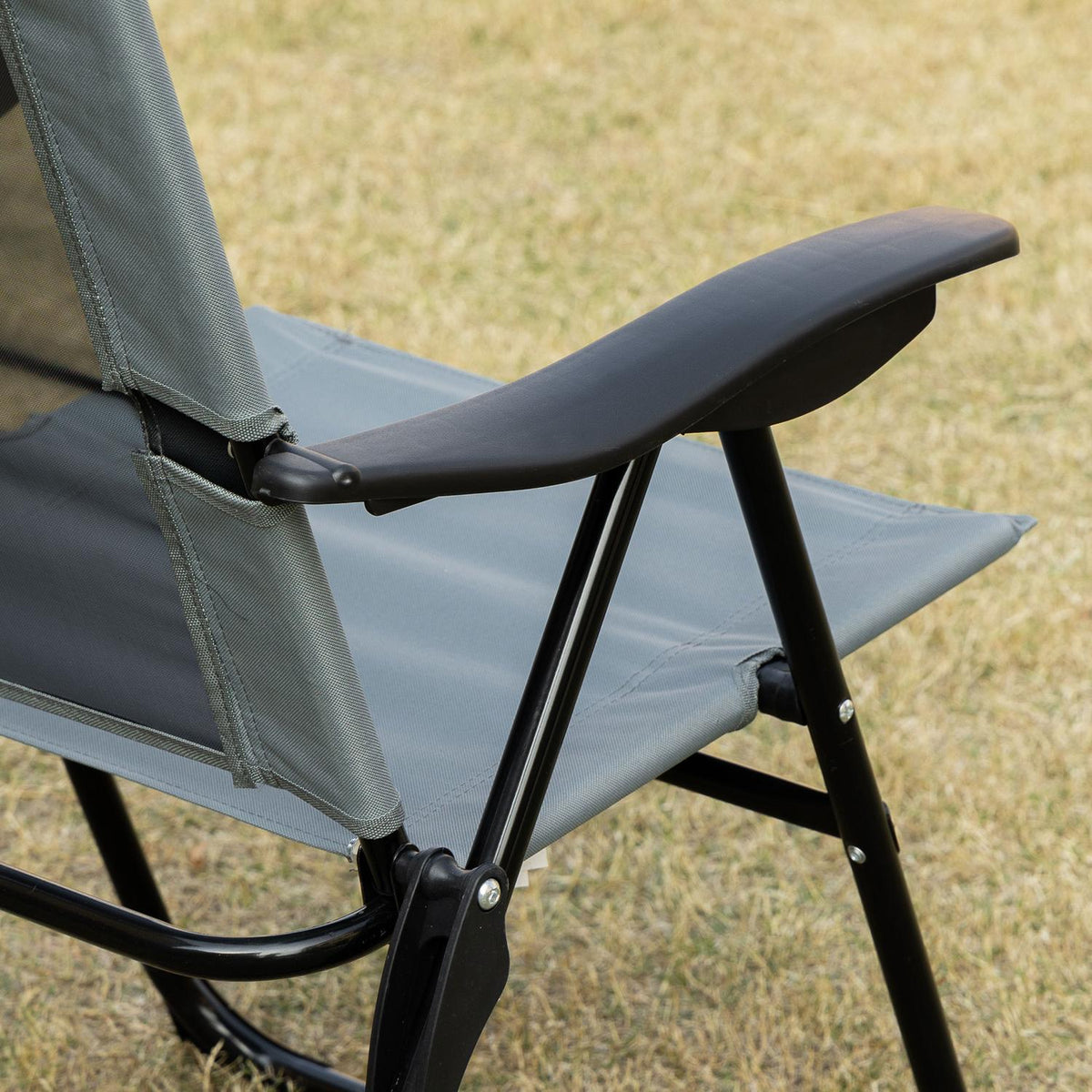 Set of 2 folding garden chairs with adjustable backrest and armrest, camping chair can hold up to 120 kg for garden and balcony
