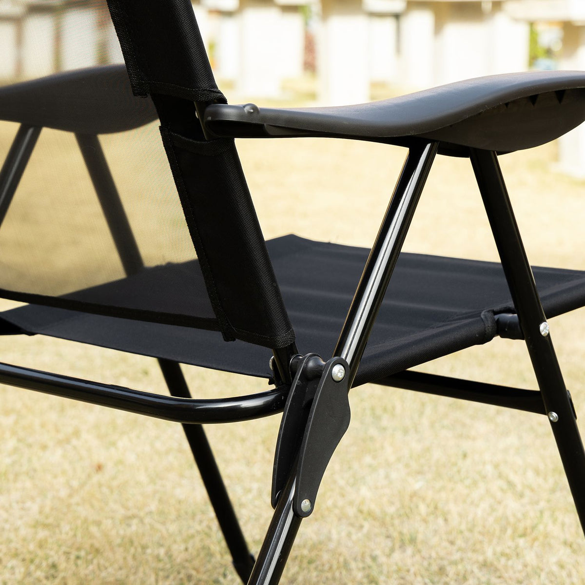Set of 2 folding garden chairs with adjustable backrest and armrest, camping chair with a load capacity of up to 120 kg for garden and balcony