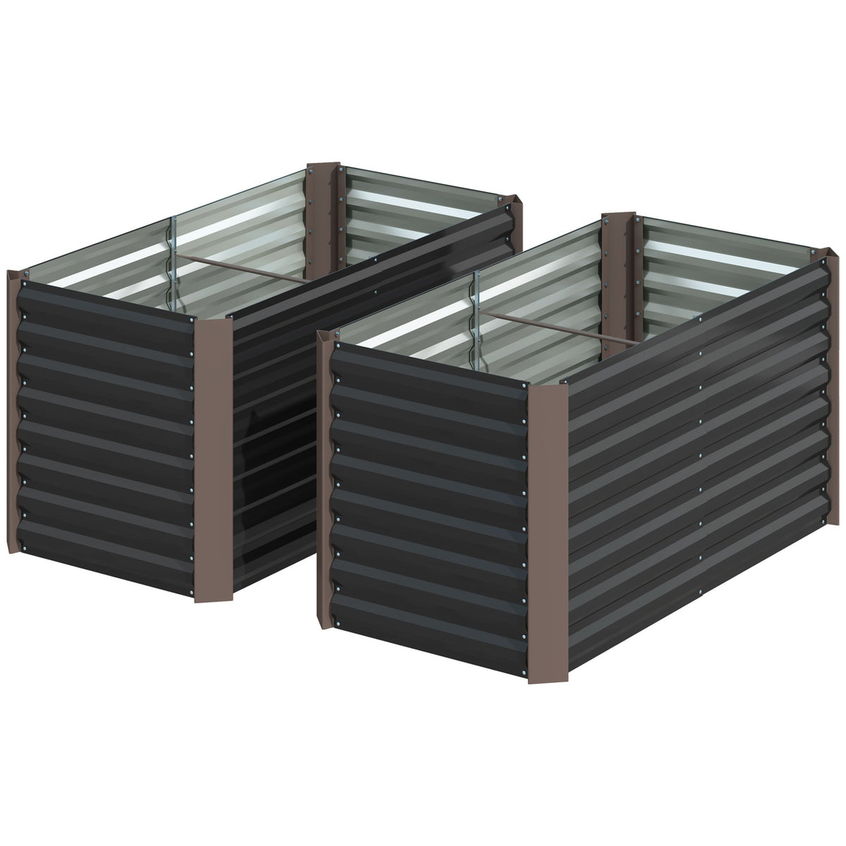 Set of 2 raised bed flower beds, weather-resistant, plant bed, cold frame, garden bed, plant pot, plant box made of galvanized steel, flower box for patio and garden, 120 x 60 x 60 cm