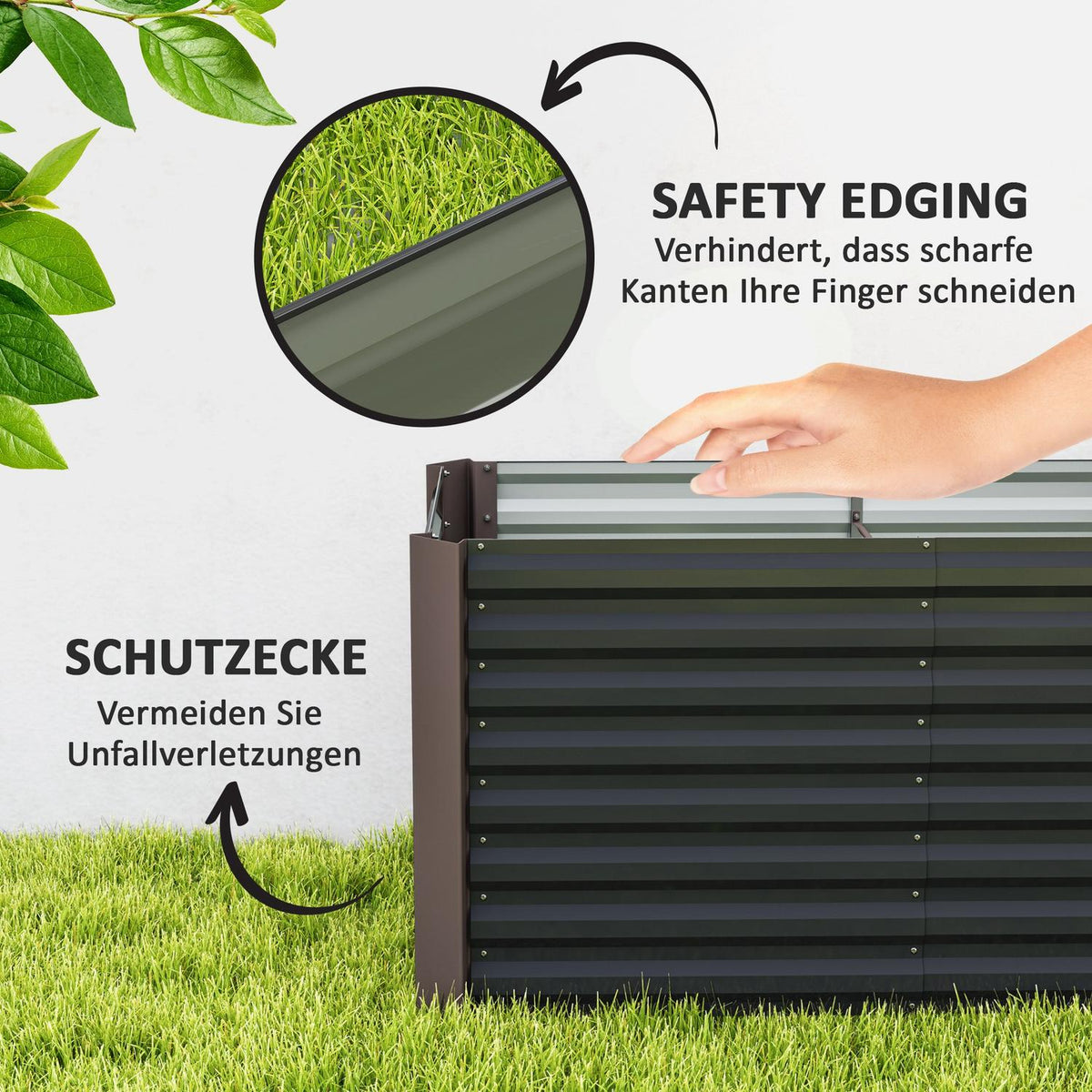 Set of 2 raised bed flower beds, weather-resistant, plant bed, cold frame, garden bed, plant pot, plant box made of galvanized steel, flower box for patio and garden, 120 x 60 x 60 cm