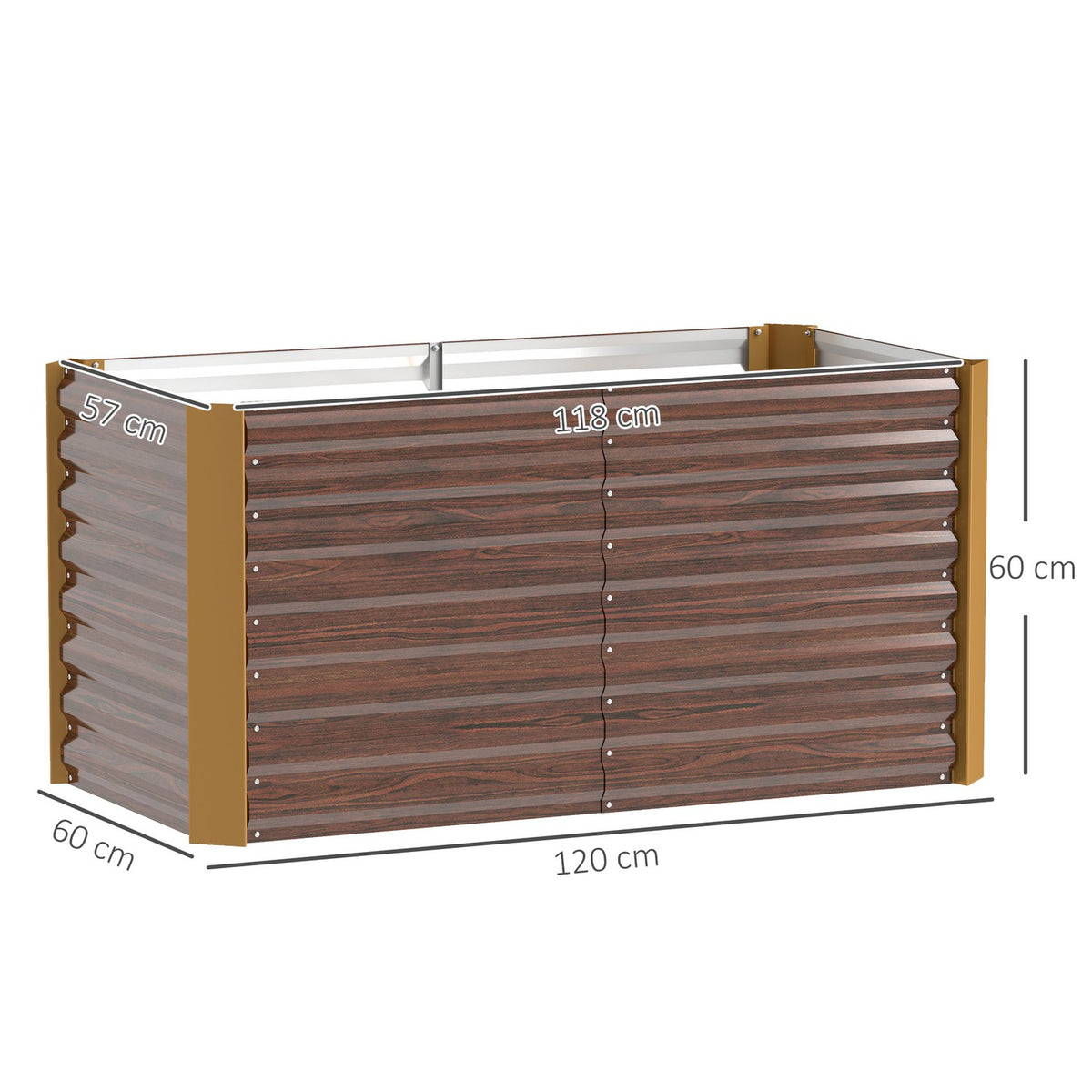Set of 2 raised bed flower beds, weather-resistant, plant bed, cold frame, garden bed, plant pot, plant box made of galvanized steel, flower box for patio and garden, 120 x 60 x 60 cm