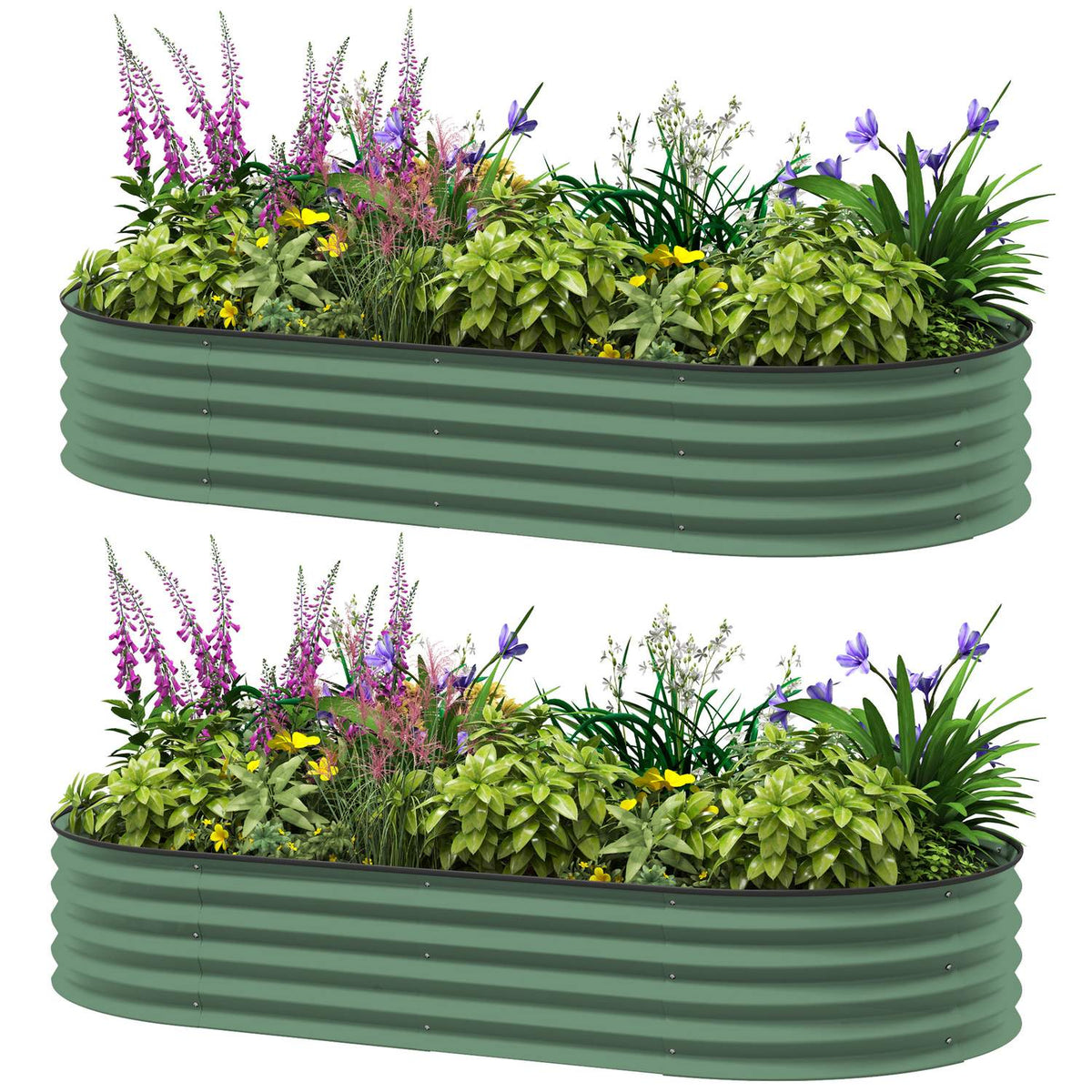 Set of 2 raised beds made of steel, plant bed, cold frame, garden bed, flower box, stackable, plant box, vegetable bed, 181 x 93 x 30 cm for garden, balcony, plant pot for flowers, plants, vegetables