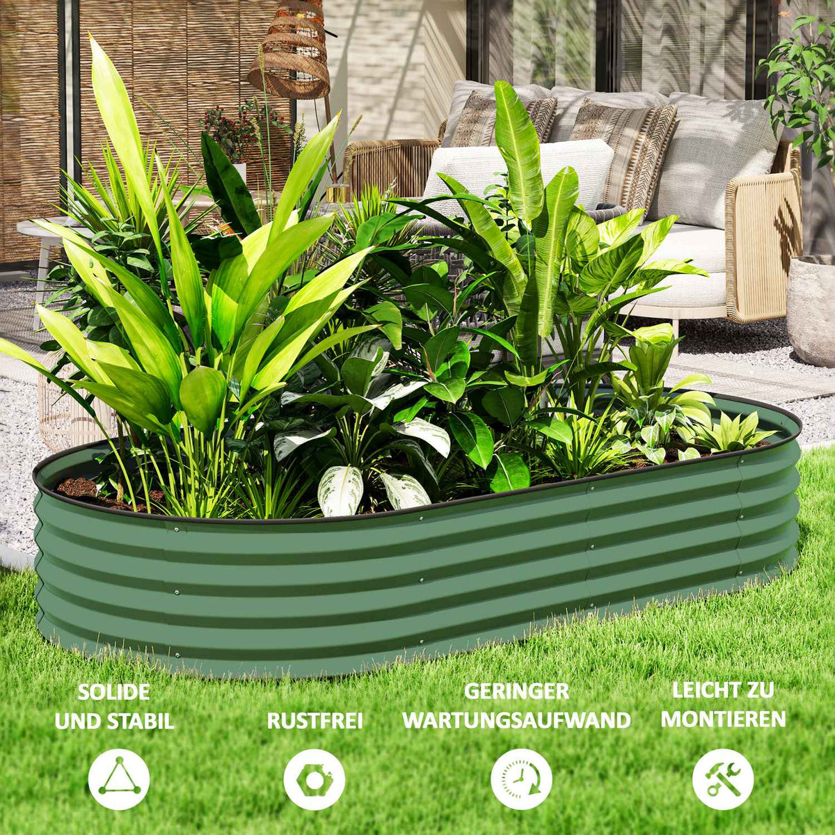 Set of 2 raised beds made of steel, plant bed, cold frame, garden bed, flower box, stackable, plant box, vegetable bed, 181 x 93 x 30 cm for garden, balcony, plant pot for flowers, plants, vegetables