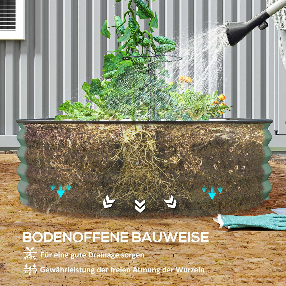 Set of 2 raised beds made of steel, plant bed, cold frame, garden bed, flower box, stackable, plant box, vegetable bed, 181 x 93 x 30 cm for garden, balcony, plant pot for flowers, plants, vegetables
