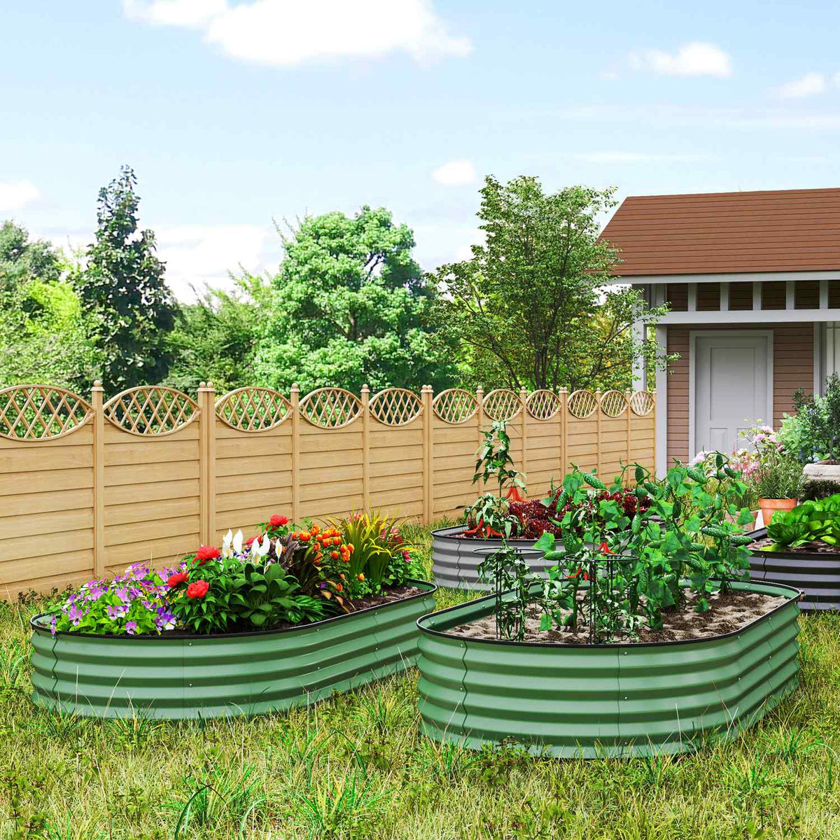 Set of 2 raised beds made of steel, plant bed, cold frame, garden bed, flower box, stackable, plant box, vegetable bed, 181 x 93 x 30 cm for garden, balcony, plant pot for flowers, plants, vegetables