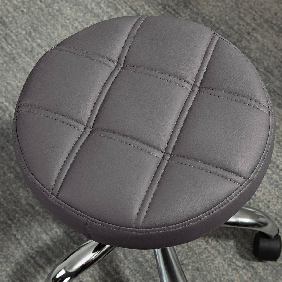 Set of 2 rolling stools, diameter 35.5 x 48-63 cm, height-adjustable swivel stool, rotating work stool with wheels, salon stool for living room, office