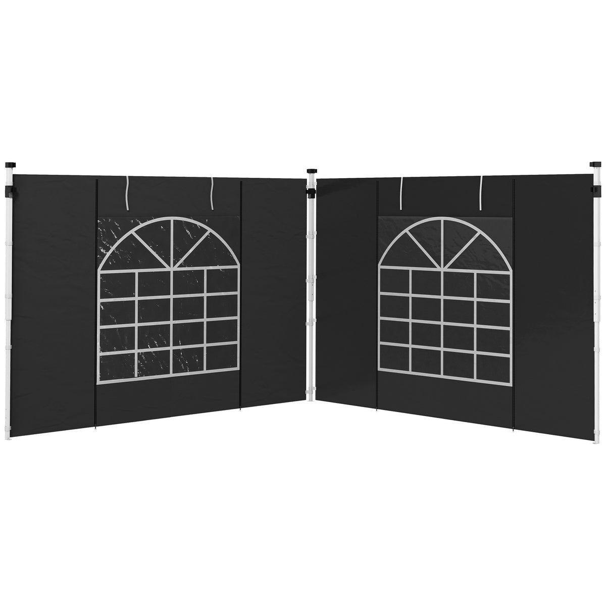 Set of 2 side panels for pavilion 3x3/3x6 m, side wall with window and Velcro fastener, waterproof side walls made of Oxford fabric, as wind protection and privacy screen for party tent, black