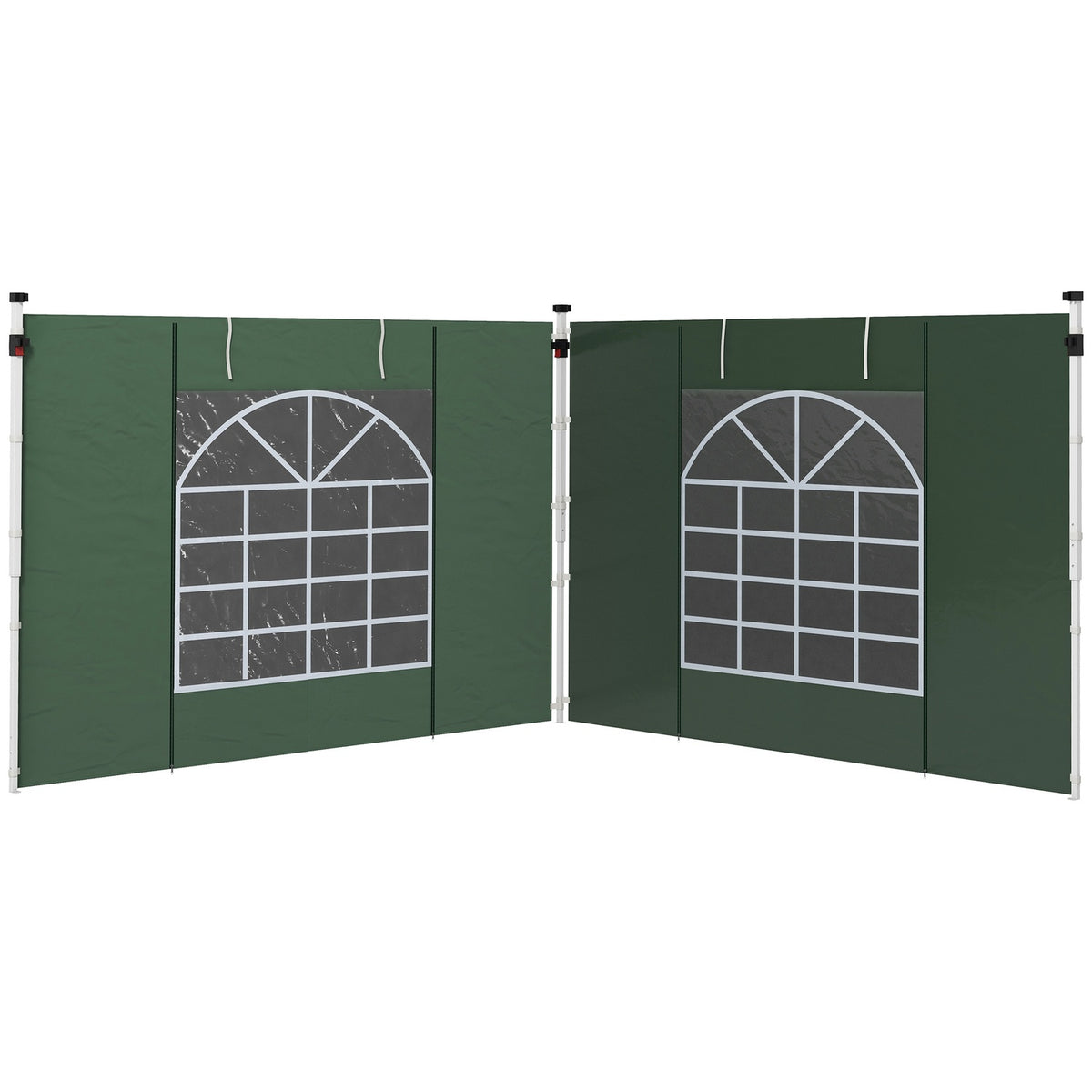 Set of 2 side panels for pavilion 3x3/3x6 m, side wall with window and Velcro fastener, waterproof side walls made of Oxford fabric, as wind protection and privacy screen for party tent, green