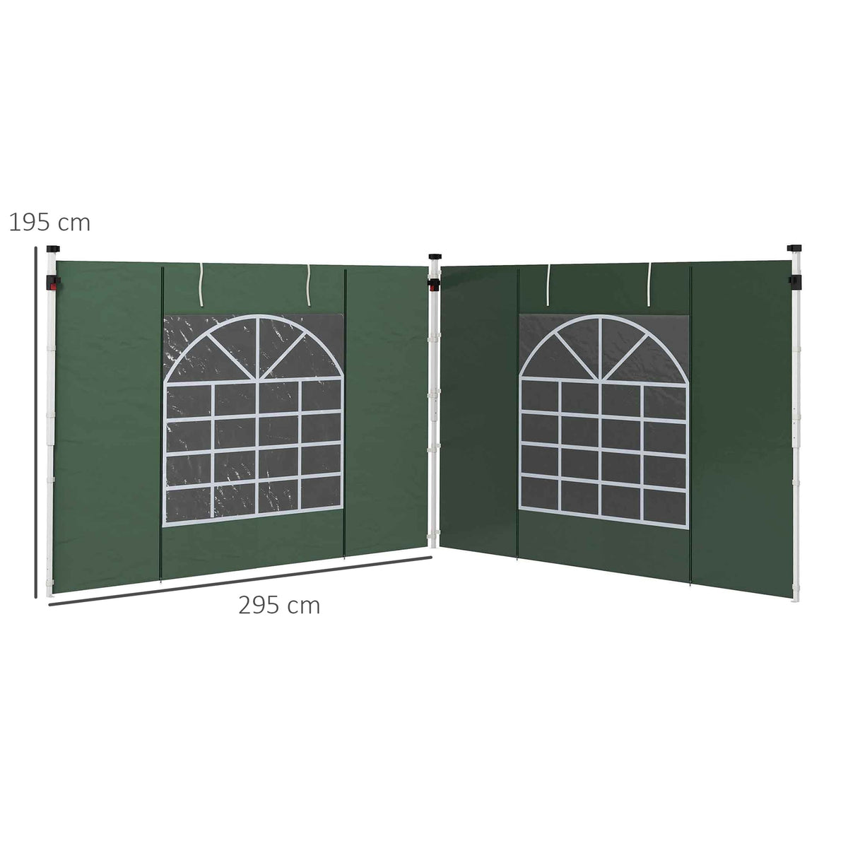 Set of 2 side panels for pavilion 3x3/3x6 m, side wall with window and Velcro fastener, waterproof side walls made of Oxford fabric, as wind protection and privacy screen for party tent, green