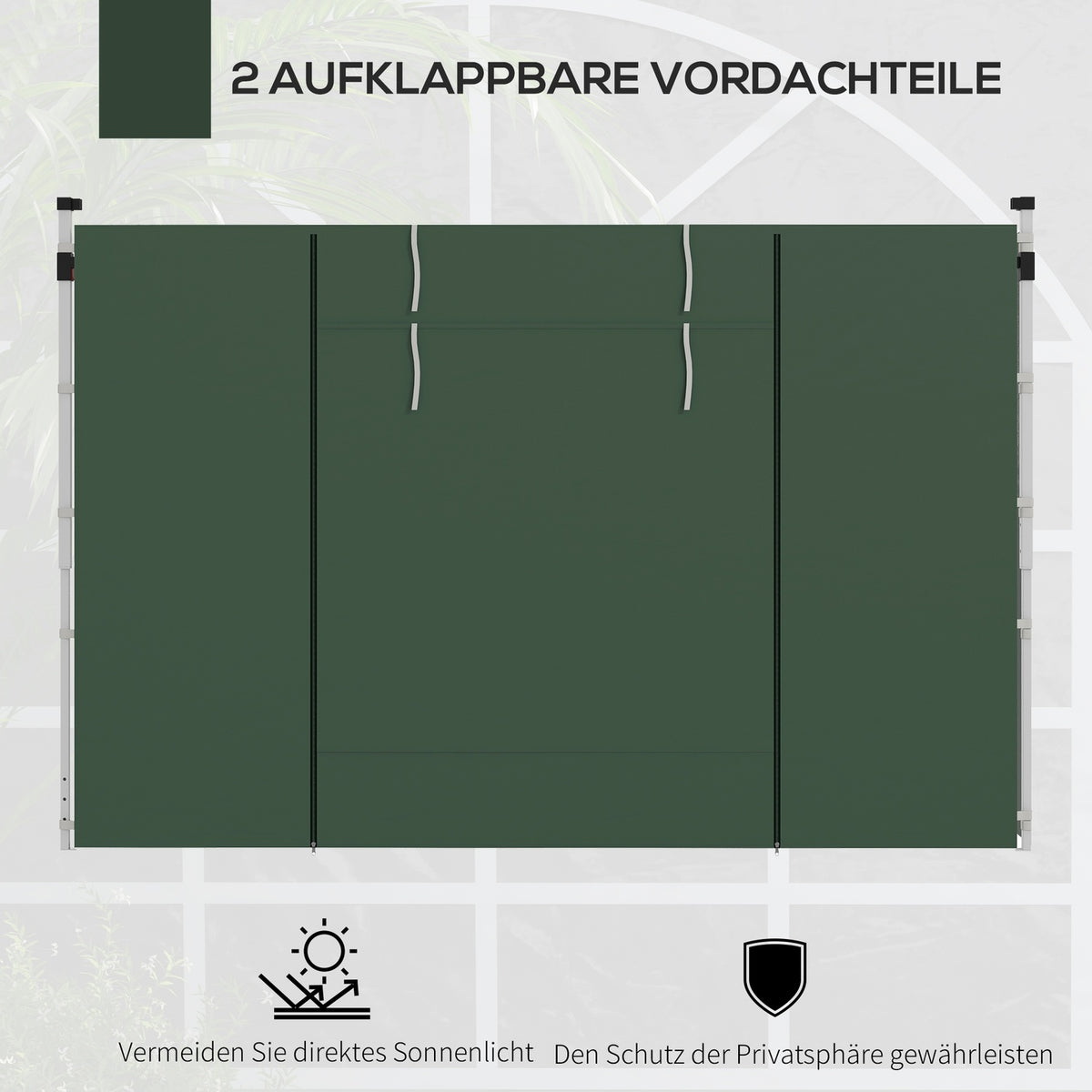 Set of 2 side panels for pavilion 3x3/3x6 m, side wall with window and Velcro fastener, waterproof side walls made of Oxford fabric, as wind protection and privacy screen for party tent, green