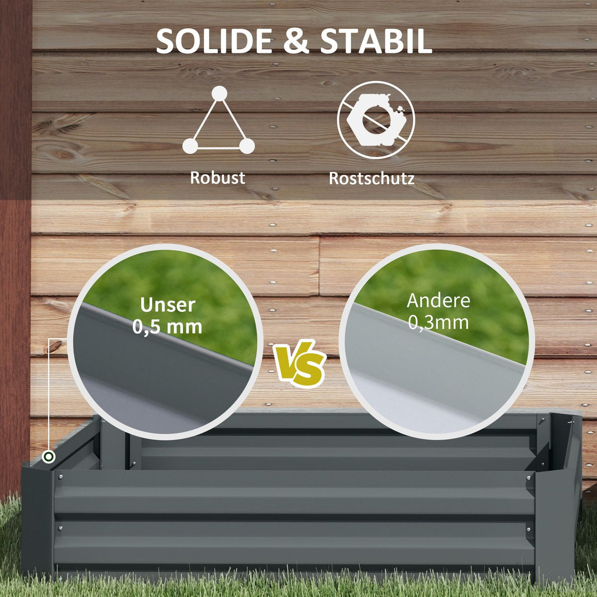 Set of 2 steel raised beds, cold frame, garden bed, plug-in flower box, plant box, plant pot, 100 x 100 x 30 cm for garden, balcony, terrace, vegetable bed for flowers, plants