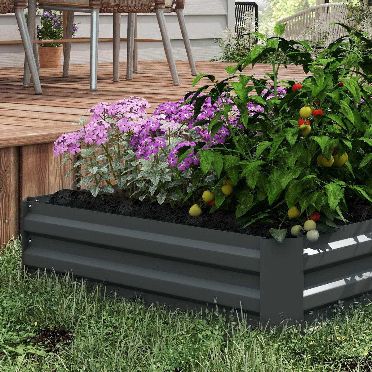 Set of 2 steel raised beds, cold frame, garden bed, plug-in flower box, plant box, plant pot, 100 x 100 x 30 cm for garden, balcony, terrace, vegetable bed for flowers, plants