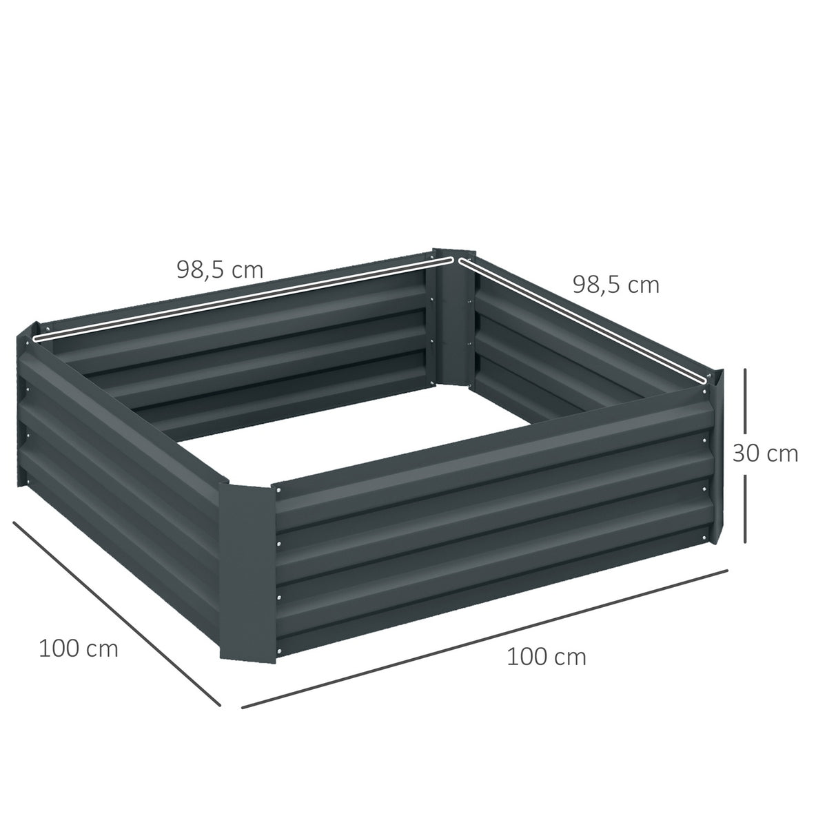 Set of 2 steel raised beds, cold frame, garden bed, plug-in flower box, plant box, plant pot, 100 x 100 x 30 cm for garden, balcony, terrace, vegetable bed for flowers, plants