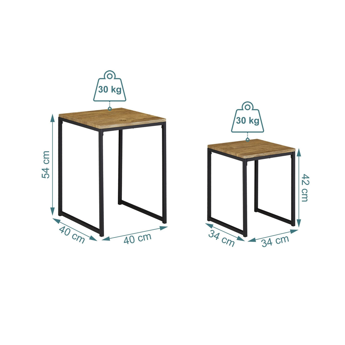 Set of 2 wooden look coffee tables
