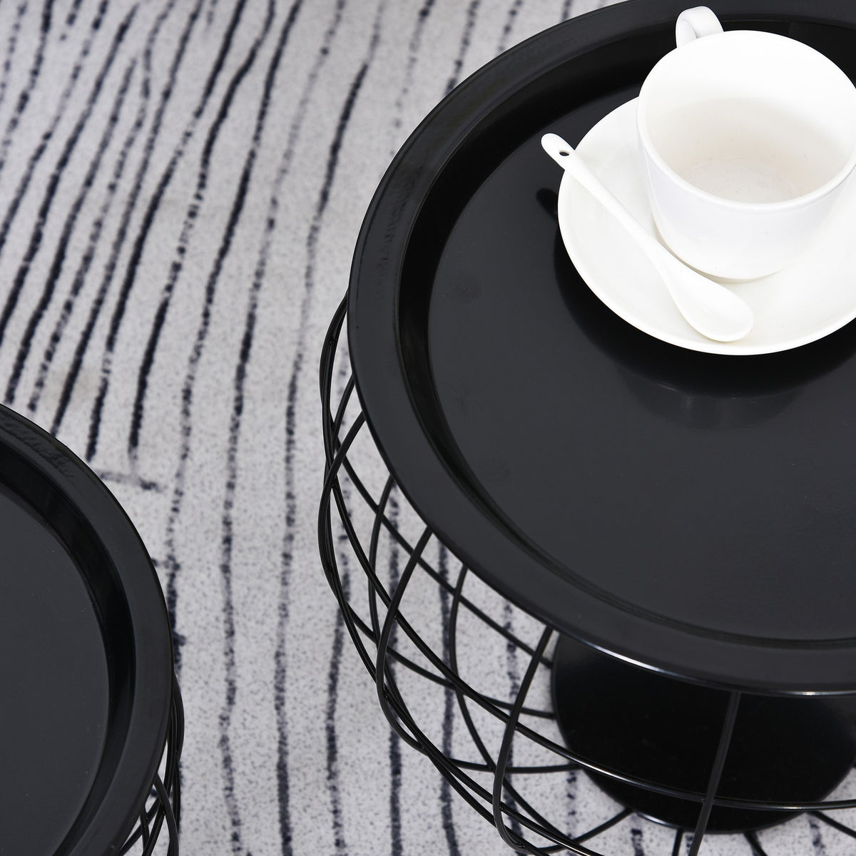 Set of 3 coffee tables, side tables, coffee tables, removable table tops, nesting tables, sofa tables for living room, bedroom, black