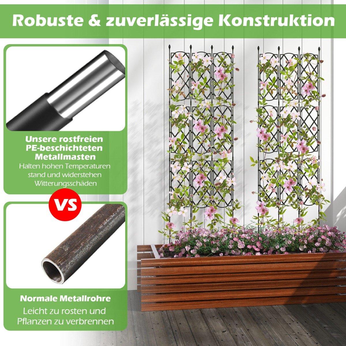 Set of 3 metal garden trellises with plug-in freestanding trellis garden fence trellis