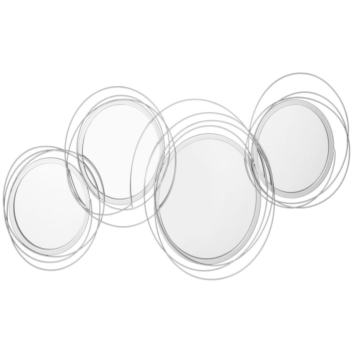 Set of 3 mirrors for wall decoration, wall decoration with 4 round mirrors, living room decoration, wall mirror, hallway mirror, wall art for living room, bedroom, metal, silver