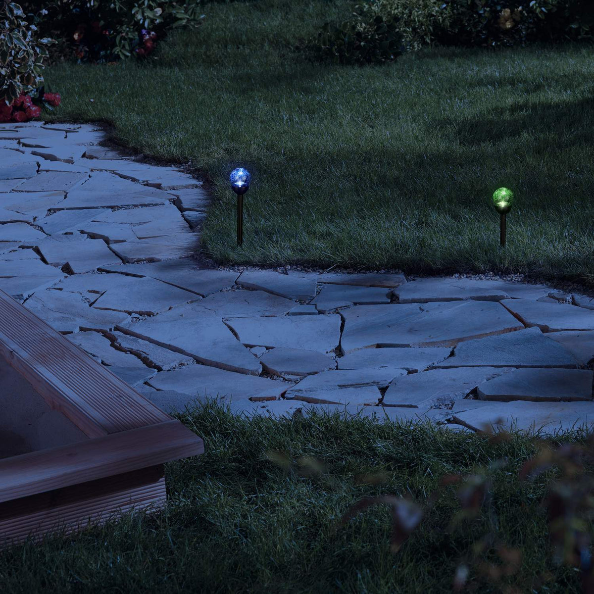 Set of 3 solar cell lamps color change