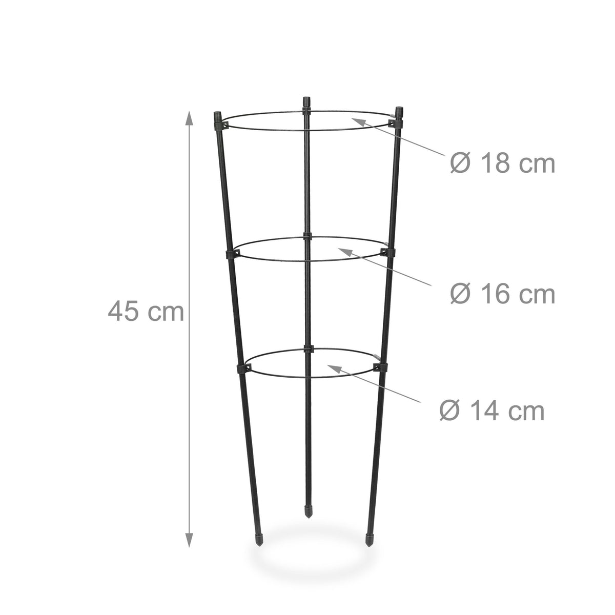 Set of 4 Round Plant Supports, 45 cm