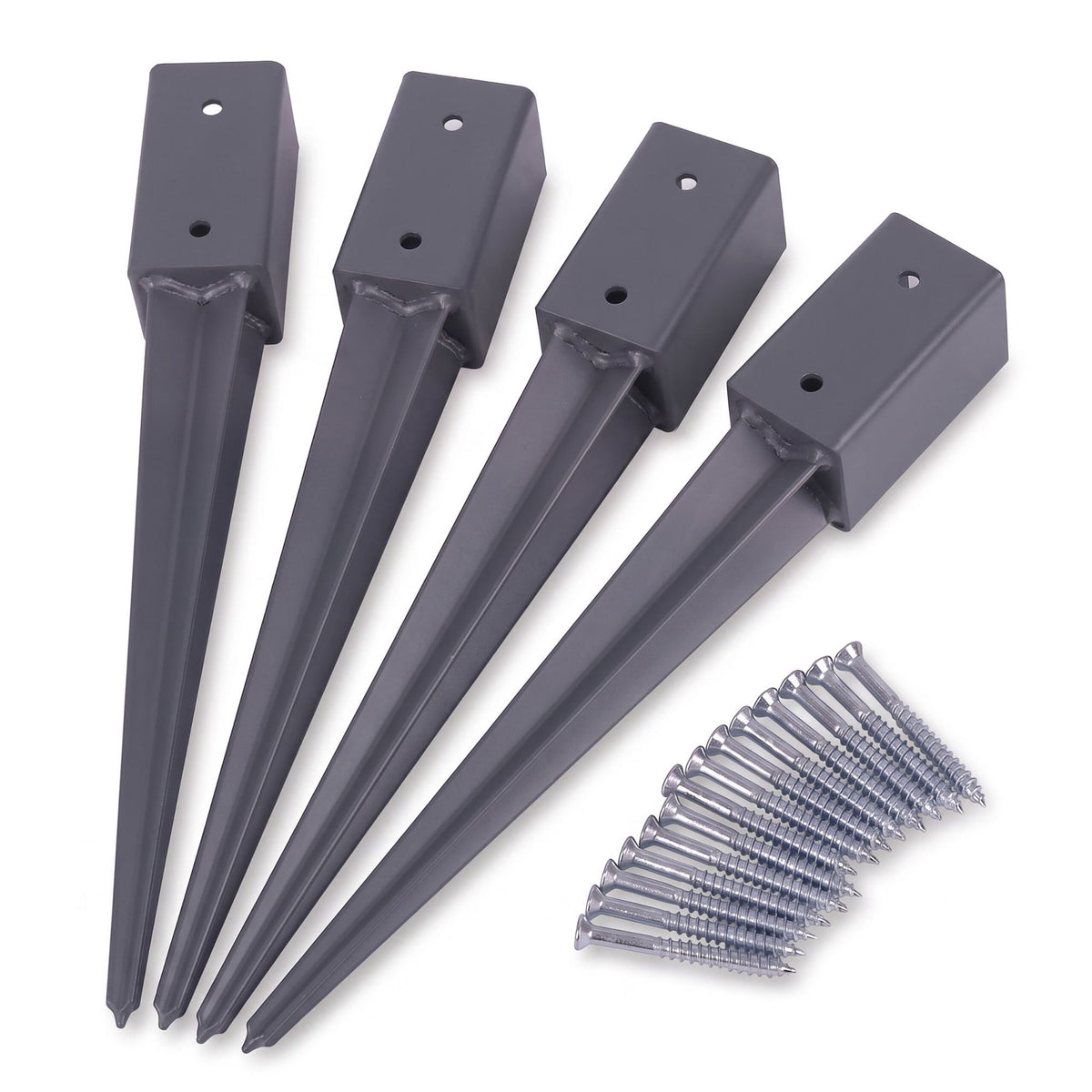 Set of 4 Stainless Steel Drive-In Post Anchors, 61 x 750 mm