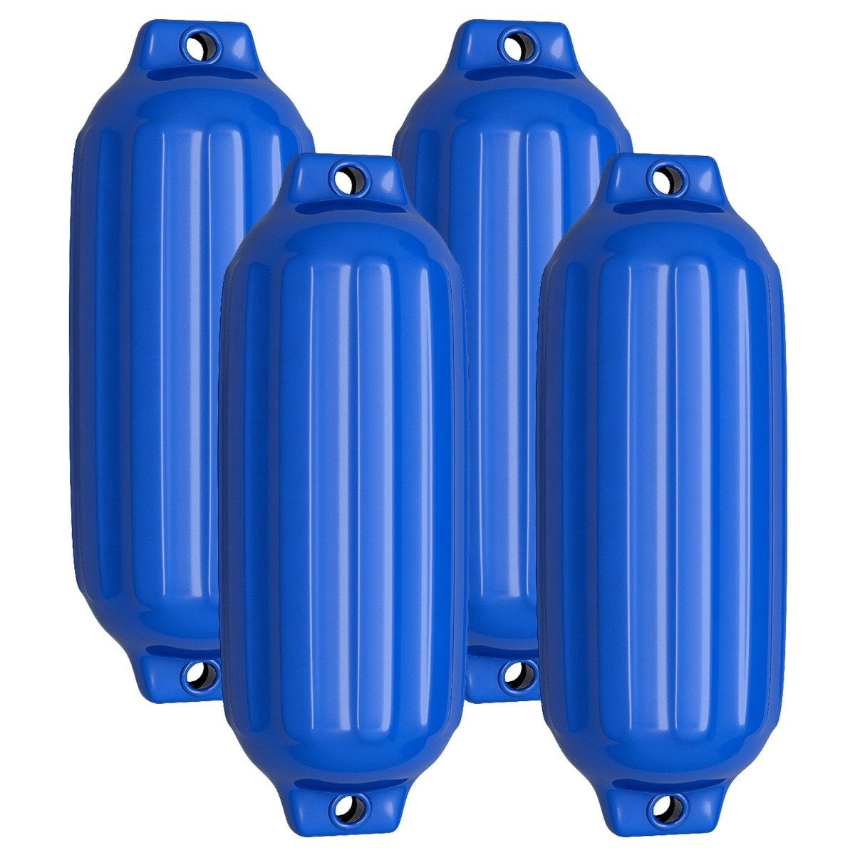 Set of 4 boat fenders, long fenders, ball fenders, boat crash protection, bridge fenders, blue, 68.5 x 21.5 cm