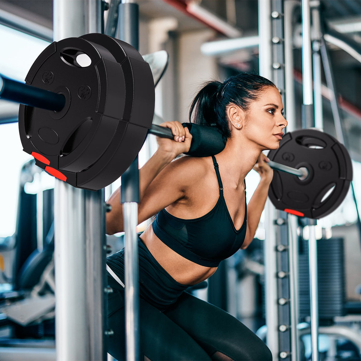 Set of 4 dumbbell weights, 2 x 2.5 kg/5kg weights, weight plate set, weight plates for 2.5 cm dumbbell bar, Ø 25/30 mm bore, black