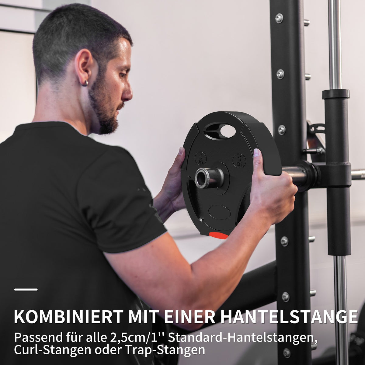 Set of 4 dumbbell weights, 2 x 2.5 kg/5kg weights, weight plate set, weight plates for 2.5 cm dumbbell bar, Ø 25/30 mm bore, black