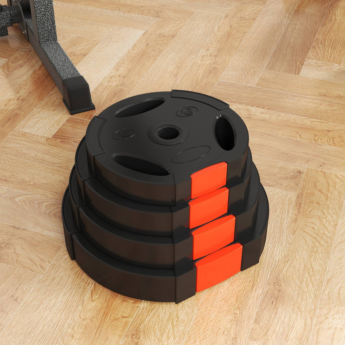 Set of 4 dumbbell weights, 2 x 5 kg/10kg weights, weight plate set, weight plates for 2.5 cm dumbbell bar, Ø 30 mm bore, black