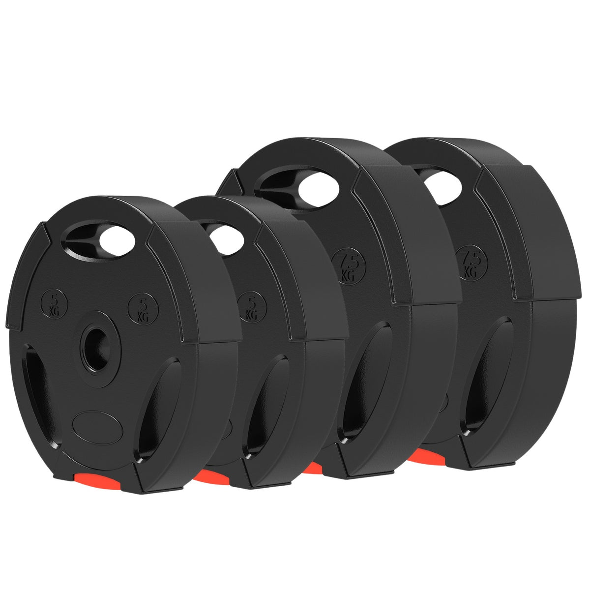 Set of 4 dumbbell weights, 2 x 5 kg/7.5 kg weights, weight plate set, weight plates for 2.5 cm dumbbell bar, Ø 30 mm bore, black