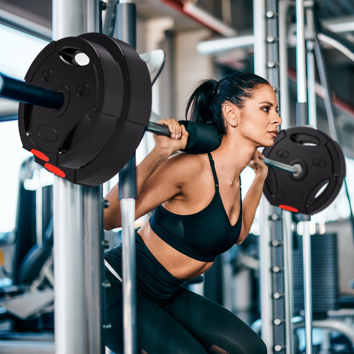 Set of 4 dumbbell weights, 2 x 5 kg/7.5 kg weights, weight plate set, weight plates for 2.5 cm dumbbell bar, Ø 30 mm bore, black
