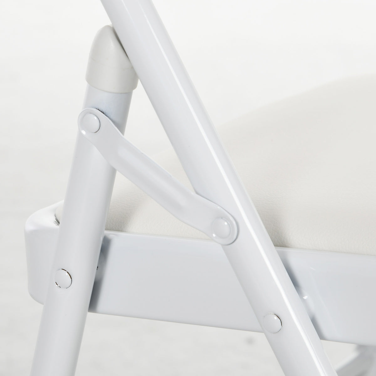 Set of 4 folding chairs, portable office chairs, metal legs, folding chair for office, reception, waiting room, faux leather, white