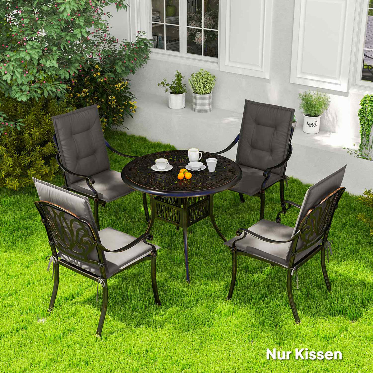 Set of 4 seat cushions 108 x 50 x 5 cm chair cushions with ties, outdoor indoor seat cushion, seat cushion, bench cushion for garden furniture, seat chair, dining chair, dark gray