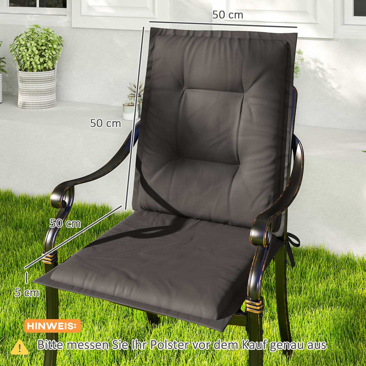 Set of 4 seat cushions 108 x 50 x 5 cm chair cushions with ties, outdoor indoor seat cushion, seat cushion, bench cushion for garden furniture, seat chair, dining chair, dark gray