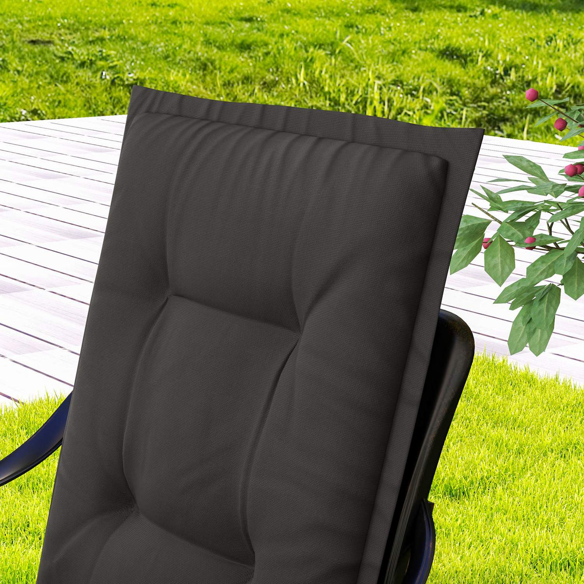 Set of 4 seat cushions 108 x 50 x 5 cm chair cushions with ties, outdoor indoor seat cushion, seat cushion, bench cushion for garden furniture, seat chair, dining chair, dark gray
