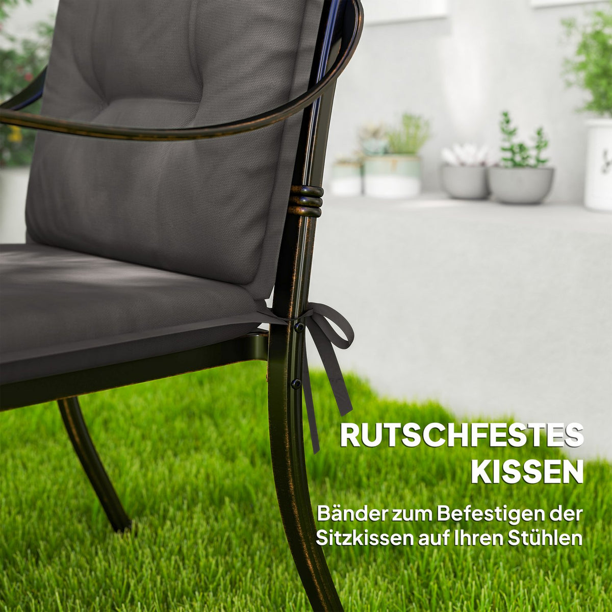 Set of 4 seat cushions 108 x 50 x 5 cm chair cushions with ties, outdoor indoor seat cushion, seat cushion, bench cushion for garden furniture, seat chair, dining chair, dark gray