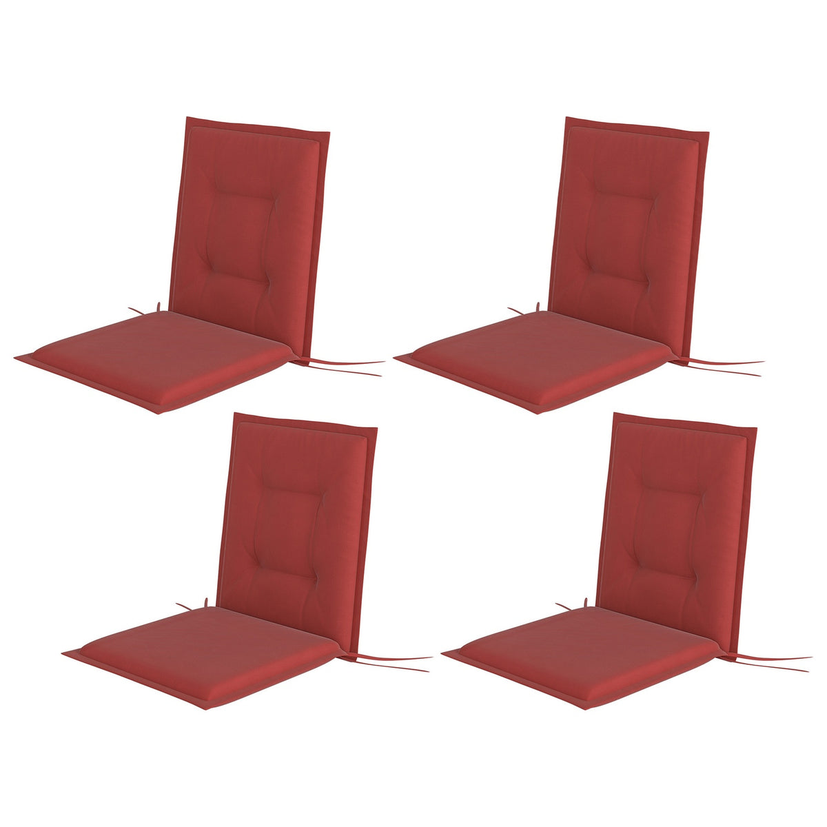 Set of 4 seat cushions 108 x 50 x 5 cm chair cushions with ties, outdoor indoor seat cushion, seat cushion, bench cushion for garden furniture, seat chair, dining chair, wine red