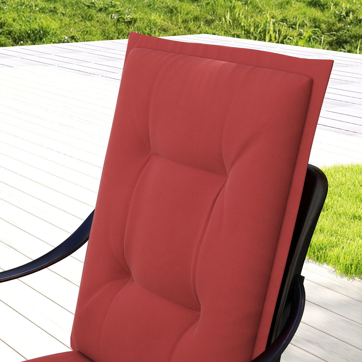 Set of 4 seat cushions 108 x 50 x 5 cm chair cushions with ties, outdoor indoor seat cushion, seat cushion, bench cushion for garden furniture, seat chair, dining chair, wine red