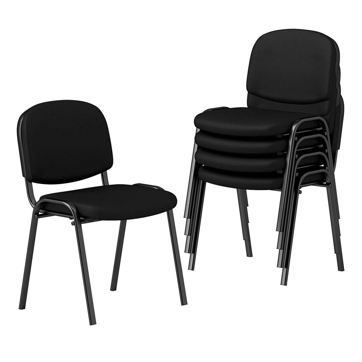Set of 5 Black Stackable Reception Chairs with Ergonomic Support