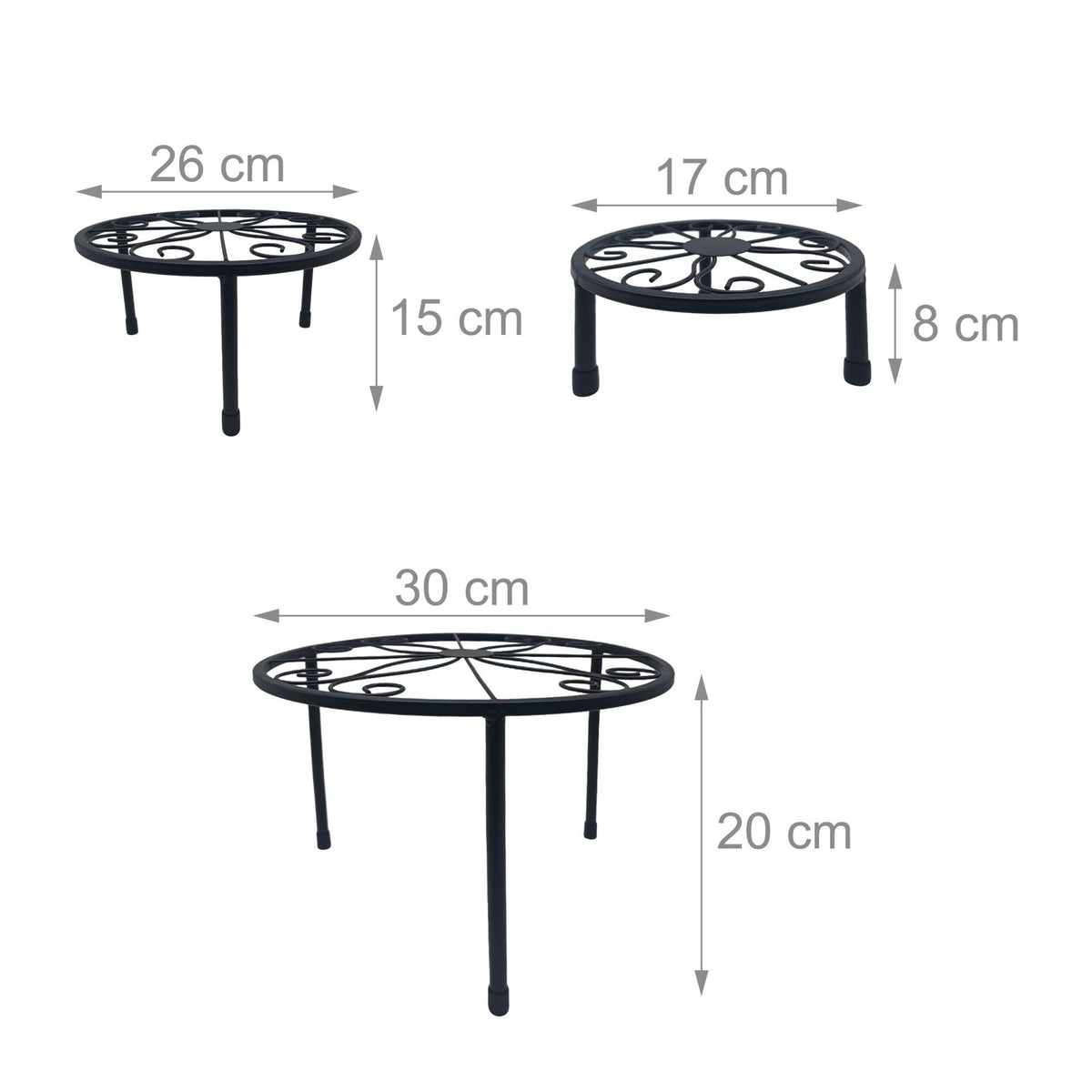 Set of 5 Round Carbon Steel Plant Stands