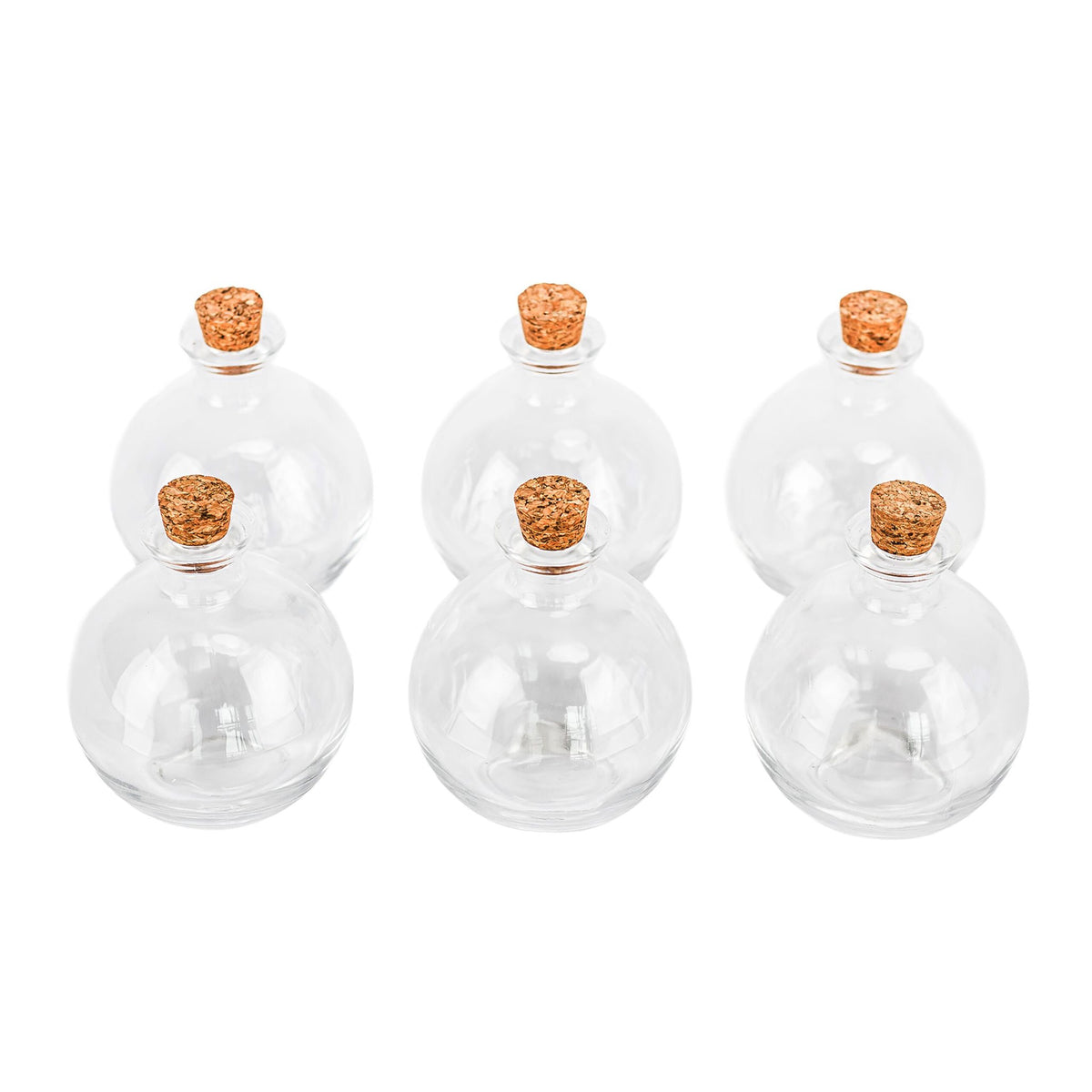 Set of 6 Glass Bottles with Corks, 260ml Capacity