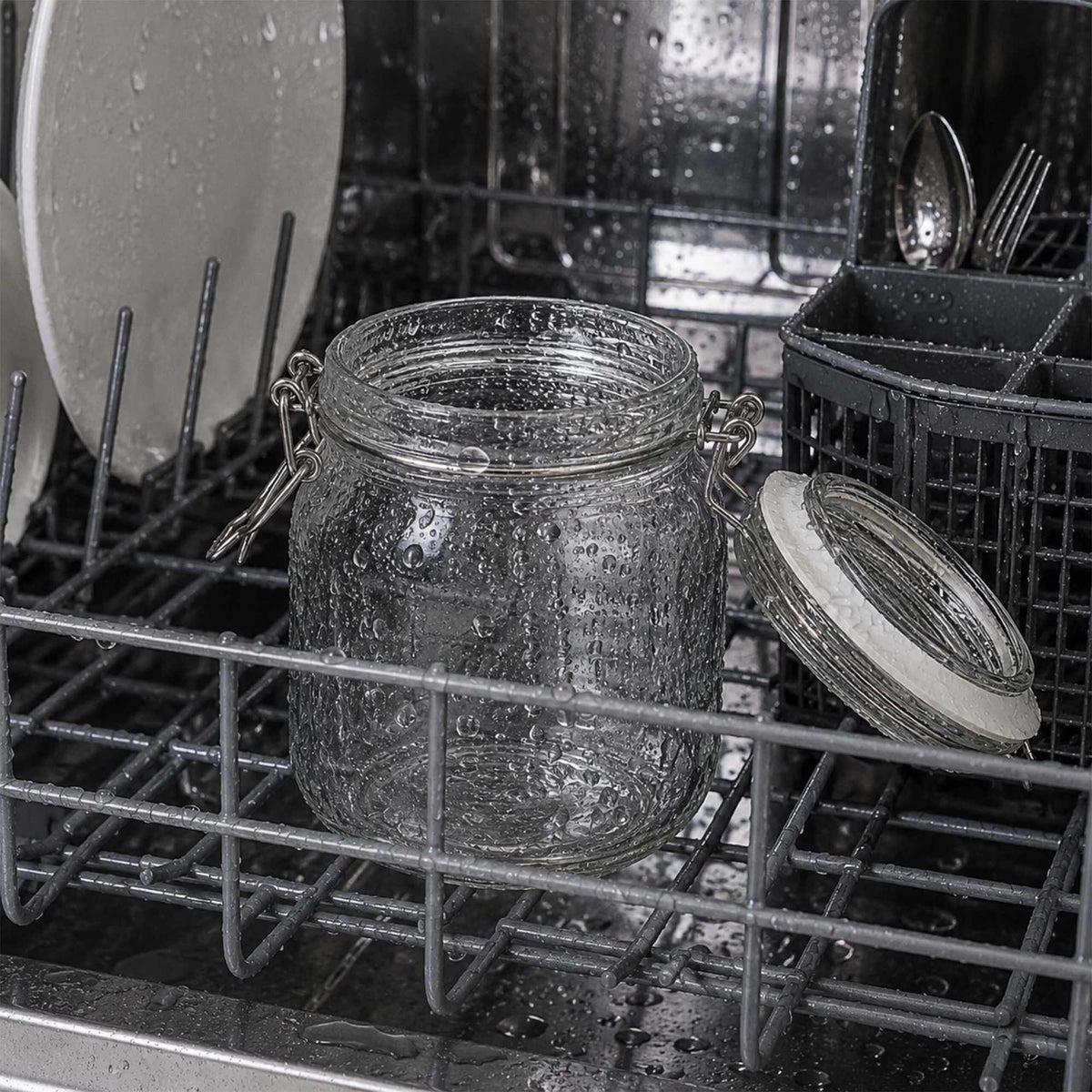 Set of 6 Glass Jam Jars with Airtight Lids, 750 ml