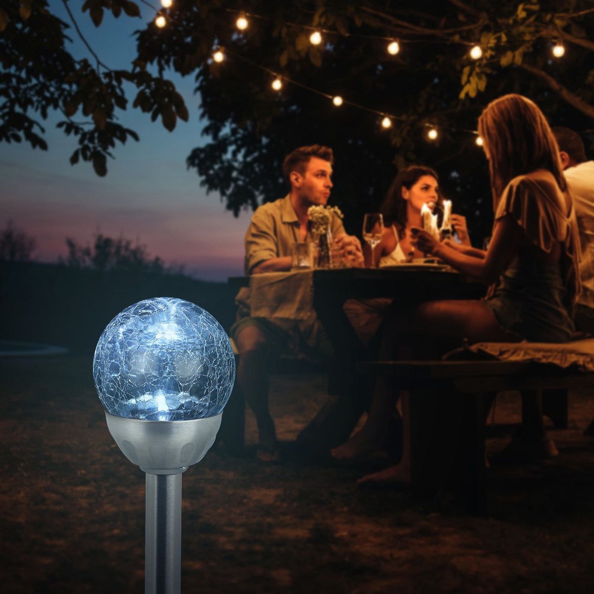 Set of 6 round solar lamps