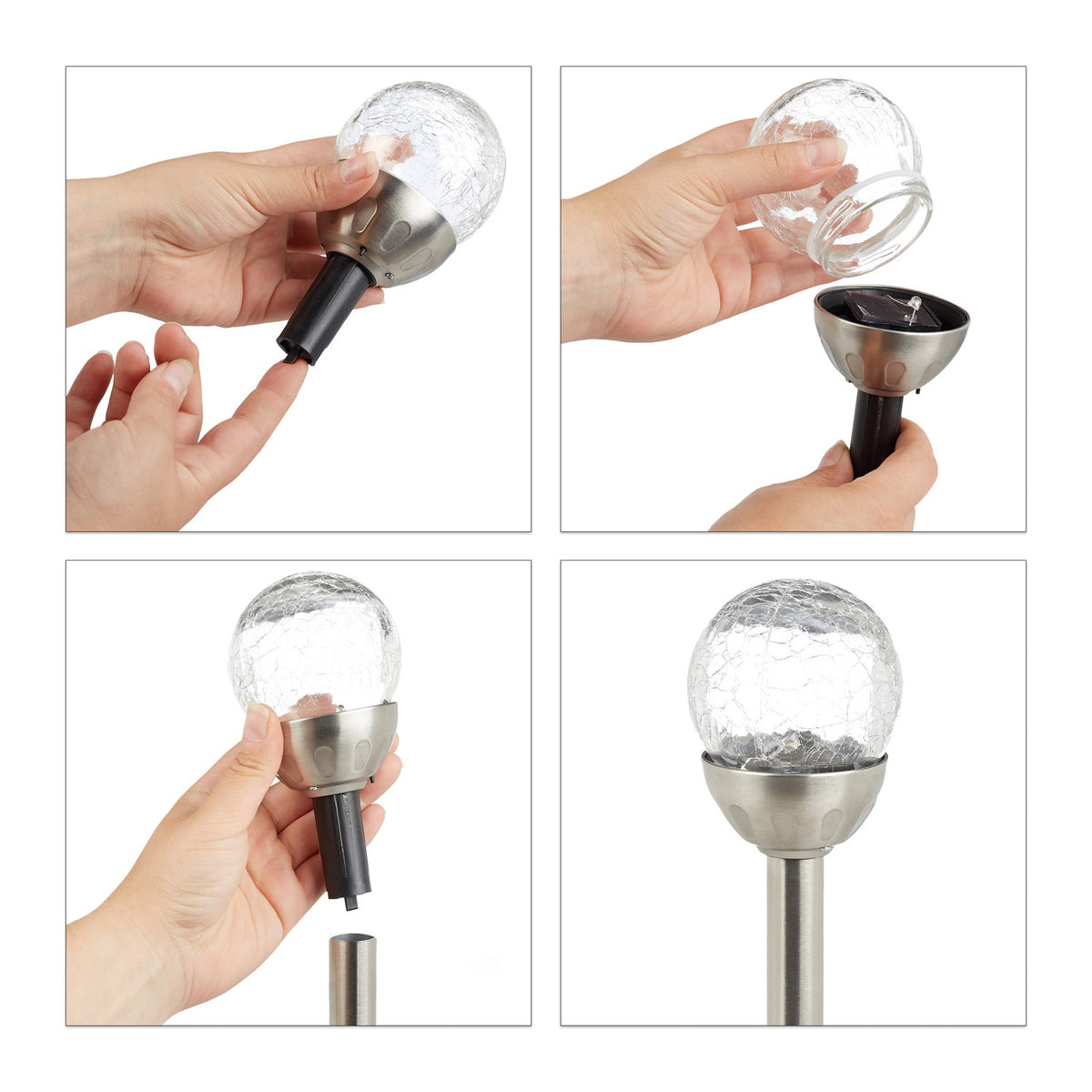 Set of 6 solar cell lamps color change
