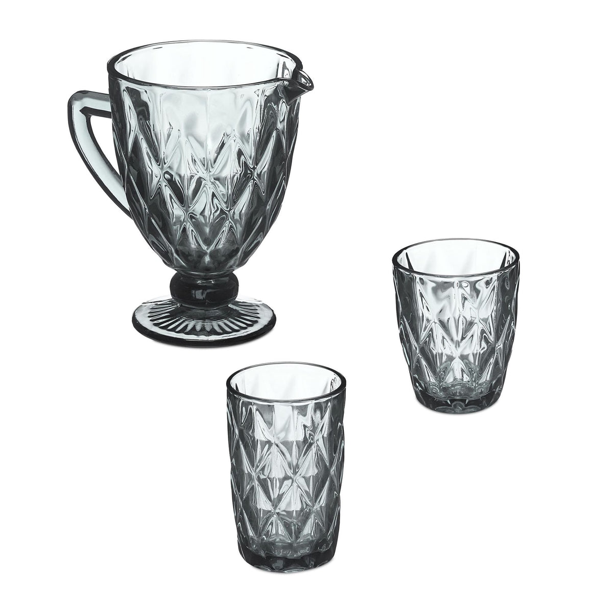 Set of 7 gray glasses
