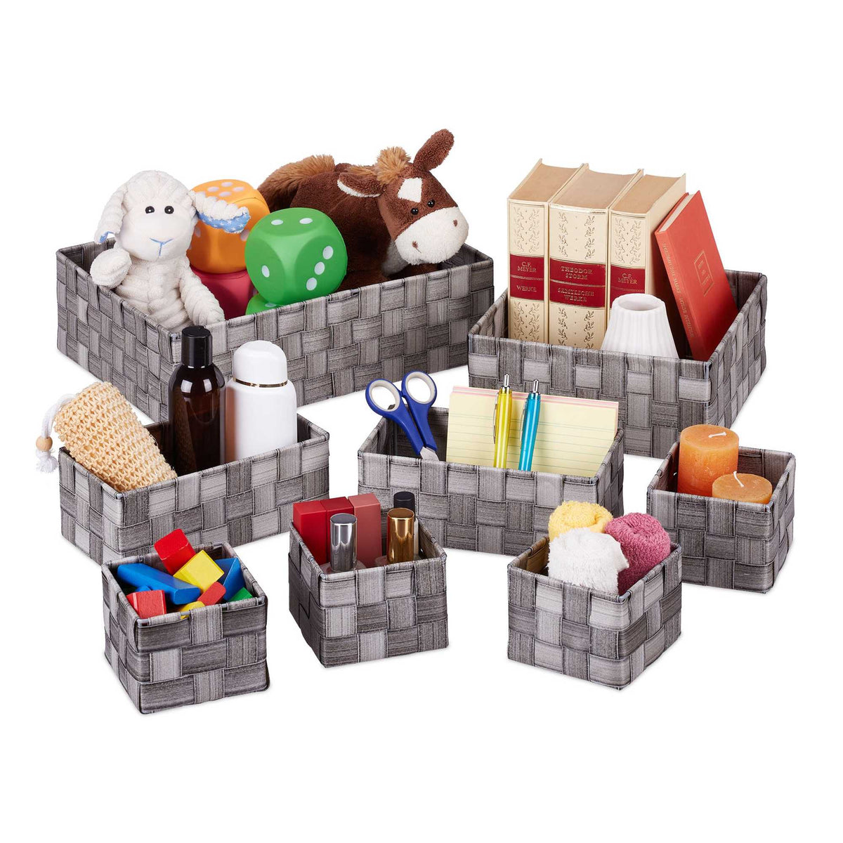 Set of 8 Plastic Storage Baskets