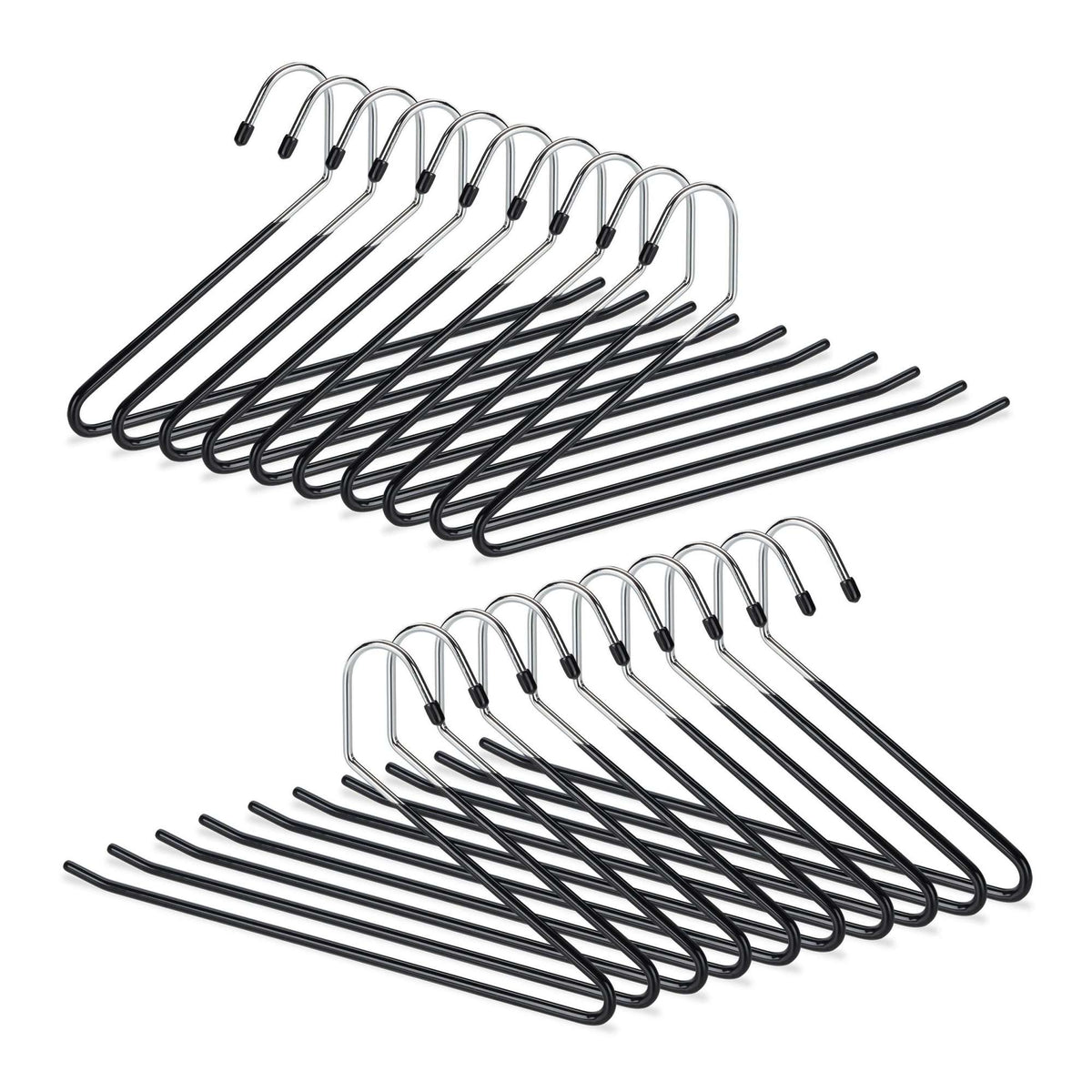 Set of black trouser hangers with non-slip protection